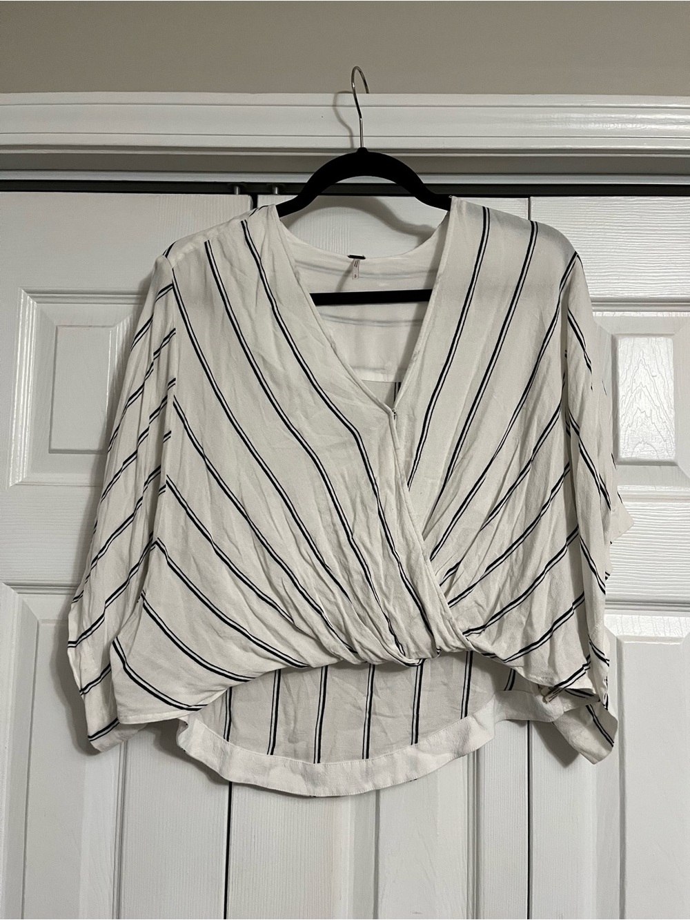 Free People white Blouse with Black Stripes
